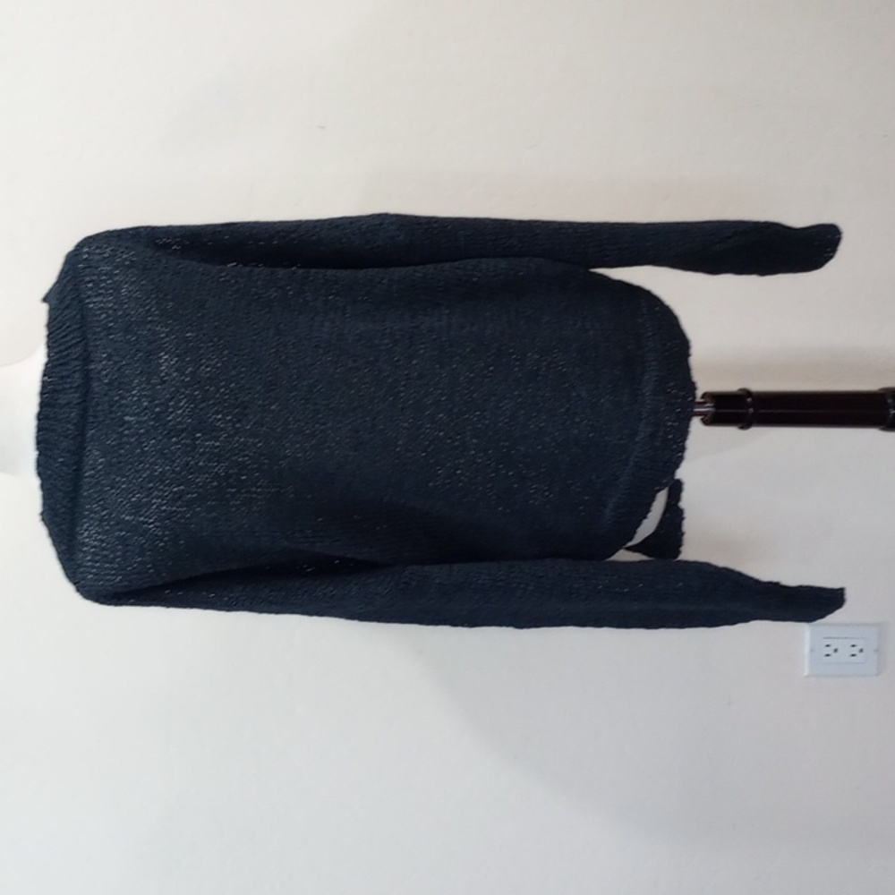 Rodebjer Anisah Blue Tape Yarn Oversize Open Weave Side Tie Sweater, Size XL - Picture 10 of 16